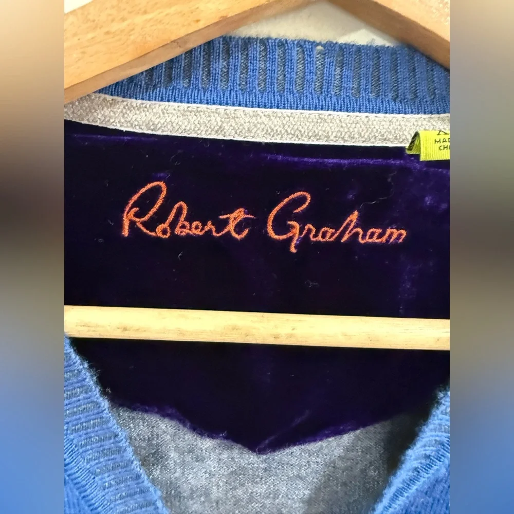 Robert Graham Cobalt Blue V-Neck Knit Sweater